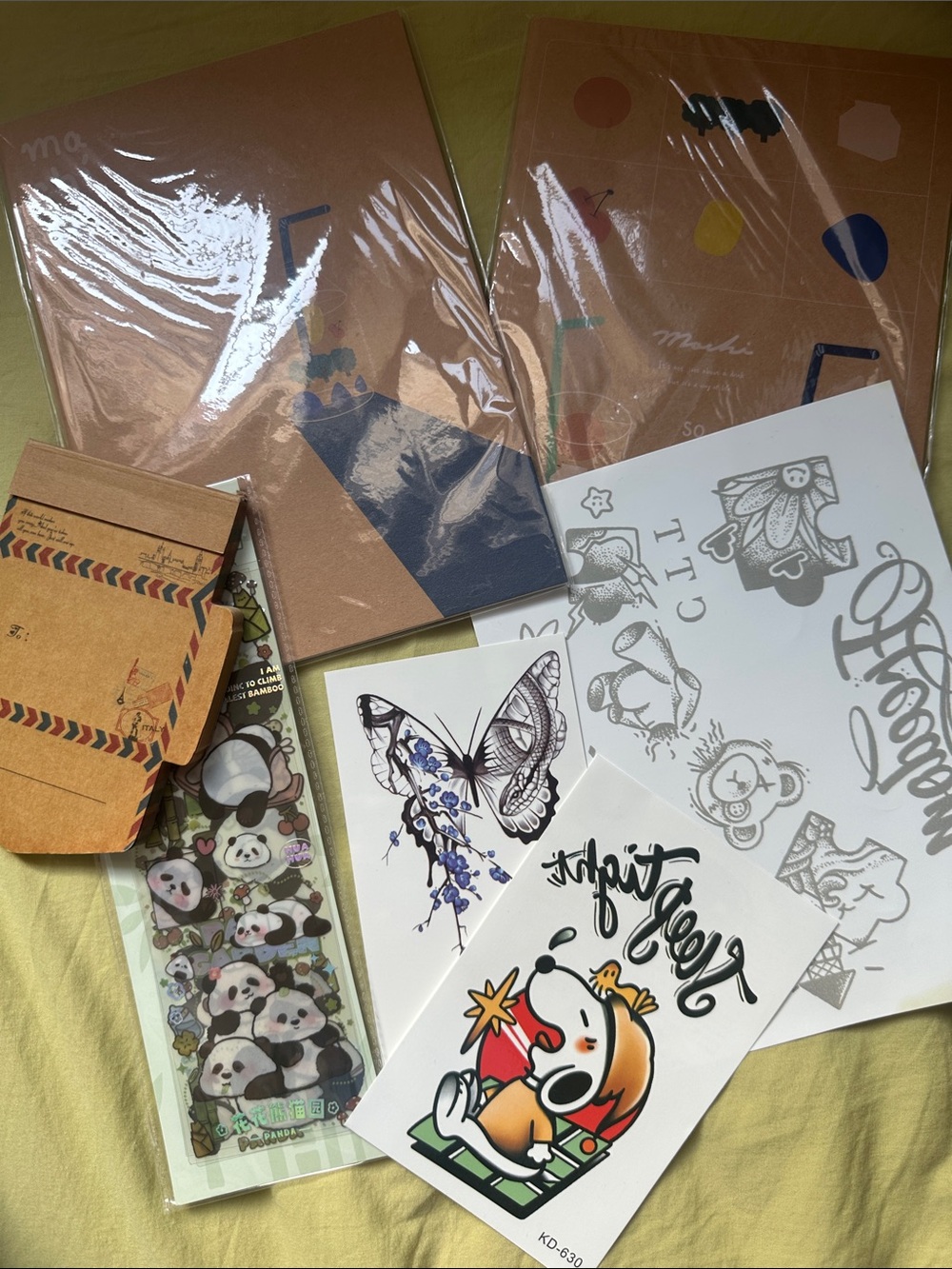 Unbranded Brown Kraft Party Notebooks with tatoo stickers